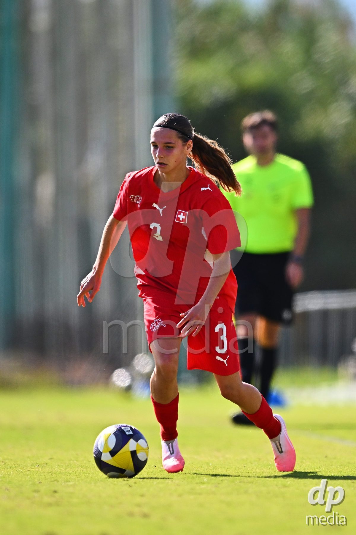 OLIVA NOVA, SPAIN - OCTOBER 22: Louise Schule of Switzerland during the International Women's Friendly match between Hungary U17 and Switzerland U17 at Oliva Nova Sports Center on October 22, 2026 in Oliva Nova, Spain.