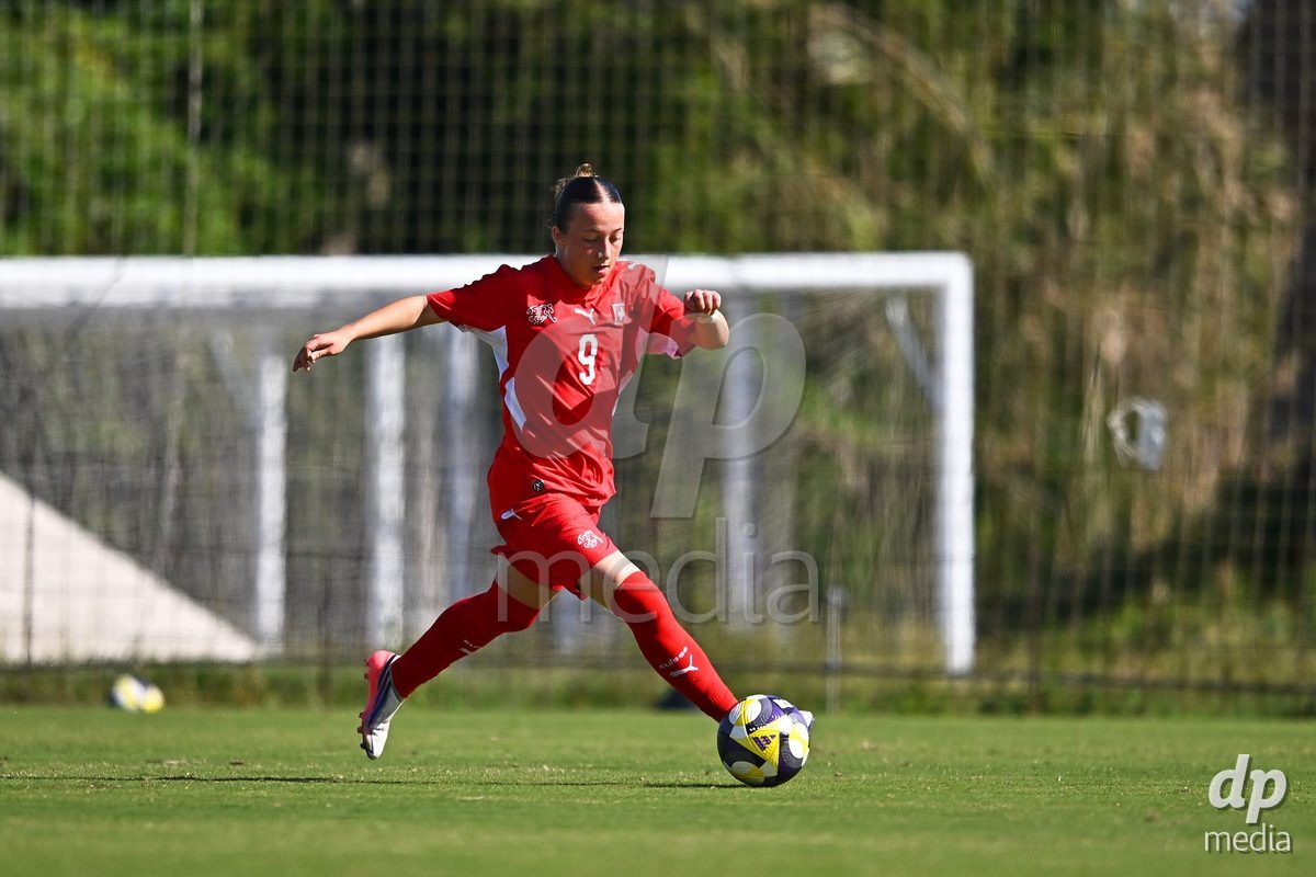 OLIVA NOVA, SPAIN - OCTOBER 22: Axelle Lecoultre of Switzerland during the International Women's Friendly match between Hungary U17 and Switzerland U17 at Oliva Nova Sports Center on October 22, 2026 in Oliva Nova, Spain.