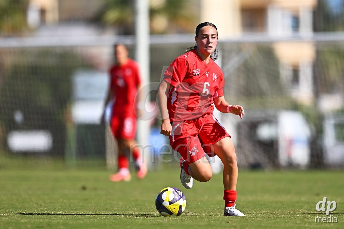 OLIVA NOVA, SPAIN - OCTOBER 22: Amelie Zorgiebel of Switzerland during the International Women's Friendly match between Hungary U17 and Switzerland U17 at Oliva Nova Sports Center on October 22, 2026 in Oliva Nova, Spain.
