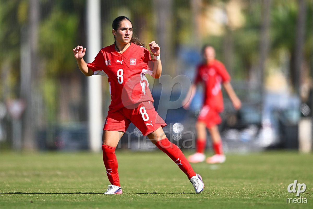 OLIVA NOVA, SPAIN - OCTOBER 22: Ilaria Nerea Maddaloni of Switzerland during the International Women's Friendly match between Hungary U17 and Switzerland U17 at Oliva Nova Sports Center on October 22, 2026 in Oliva Nova, Spain.