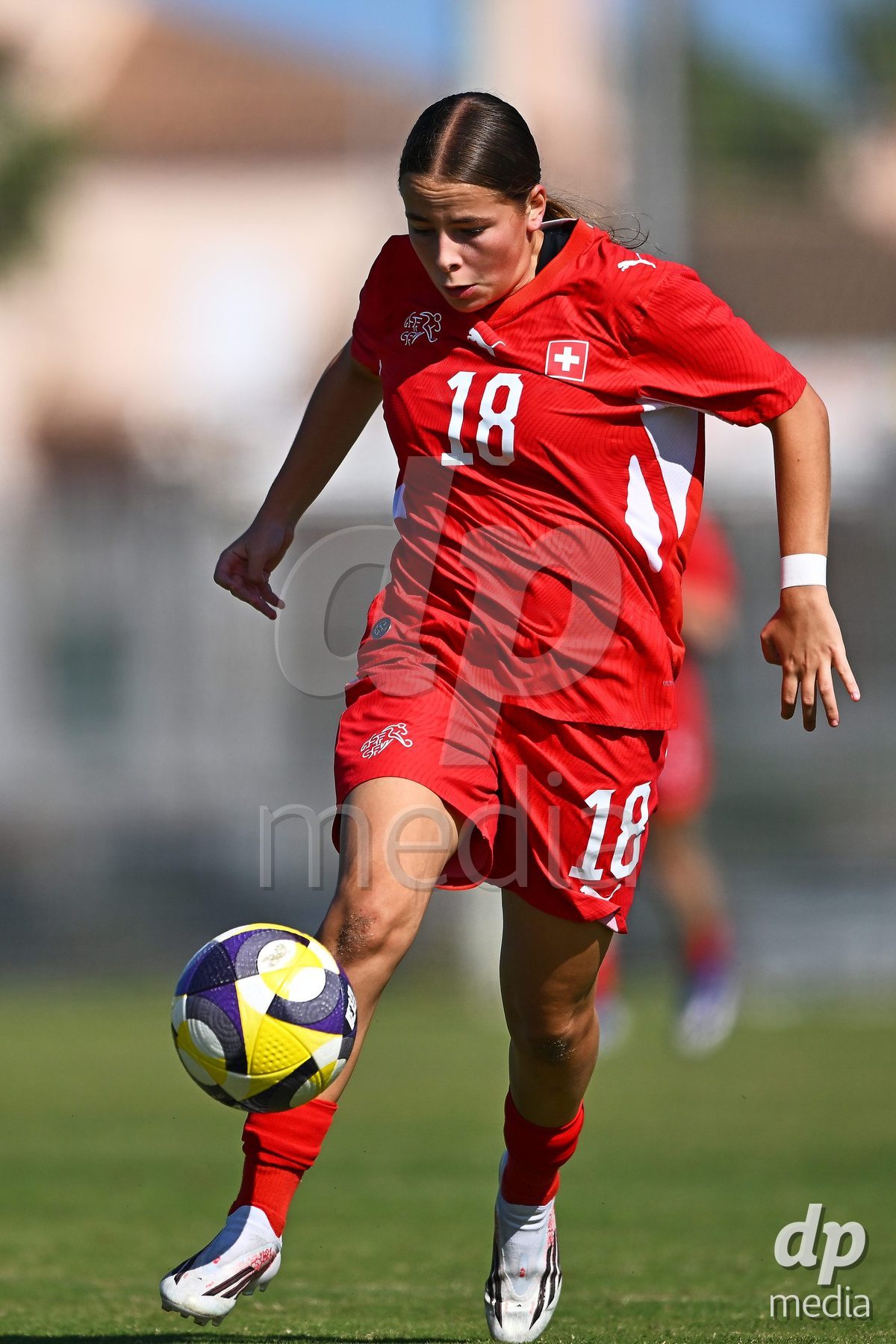 OLIVA NOVA, SPAIN - OCTOBER 22: Eljesa Kastrati of Switzerland during the International Women's Friendly match between Hungary U17 and Switzerland U17 at Oliva Nova Sports Center on October 22, 2026 in Oliva Nova, Spain.