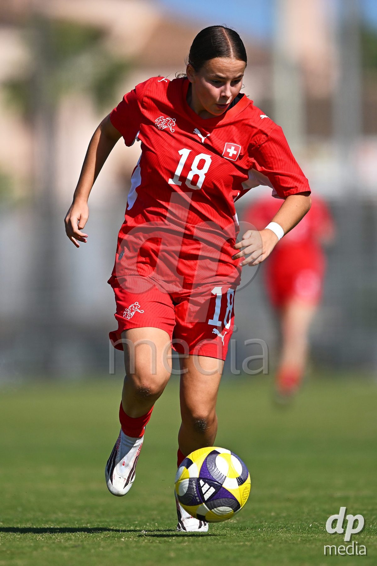 OLIVA NOVA, SPAIN - OCTOBER 22: Eljesa Kastrati of Switzerland during the International Women's Friendly match between Hungary U17 and Switzerland U17 at Oliva Nova Sports Center on October 22, 2026 in Oliva Nova, Spain.