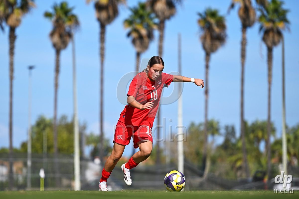 OLIVA NOVA, SPAIN - OCTOBER 22: Eljesa Kastrati of Switzerland during the International Women's Friendly match between Hungary U17 and Switzerland U17 at Oliva Nova Sports Center on October 22, 2026 in Oliva Nova, Spain.