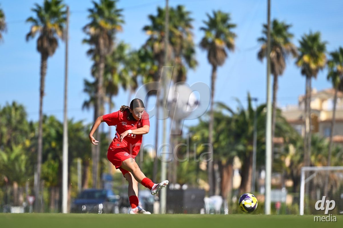 OLIVA NOVA, SPAIN - OCTOBER 22: Elynn Raymond of Switzerland during the International Women's Friendly match between Hungary U17 and Switzerland U17 at Oliva Nova Sports Center on October 22, 2026 in Oliva Nova, Spain.