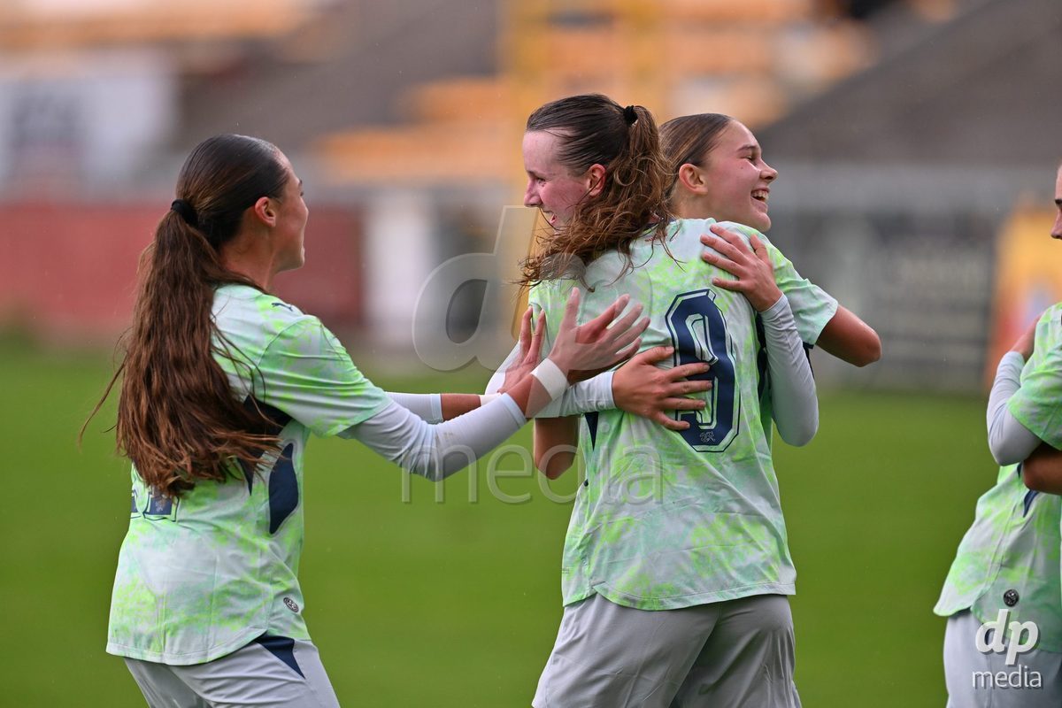 MOUSCRON, BELGIUM - OCTOBER 22: Jenny Reuter (9) of Switzerland celebrates after scoring the 2-2 equalizer goal during the International Women's Friendly match between Belgium U16 and Switzerland U16 at Le Cannonier on October 22, 2026 in Mouscron, Belgium.