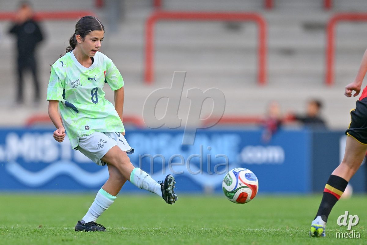MOUSCRON, BELGIUM - OCTOBER 22: Tanja Zahler (8) of Switzerland pictured during the International Women's Friendly match between Belgium U16 and Switzerland U16 at Le Cannonier on October 22, 2026 in Mouscron, Belgium.