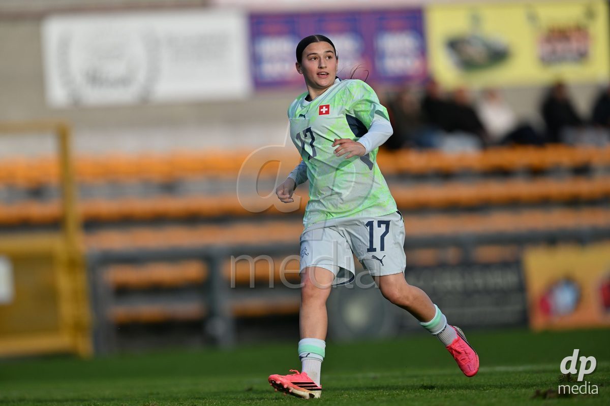 MOUSCRON, BELGIUM - OCTOBER 22: Anina Schaub (17) of Switzerland pictured during the International Women's Friendly match between Belgium U16 and Switzerland U16 at Le Cannonier on October 22, 2026 in Mouscron, Belgium.