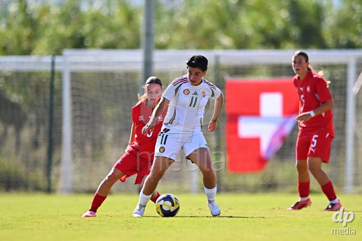 OLIVA NOVA, SPAIN - OCTOBER 22: Korina Oleksza of Hungary during the International Women's Friendly match between Hungary U17 and Switzerland U17 at Oliva Nova Sports Center on October 22, 2026 in Oliva Nova, Spain.