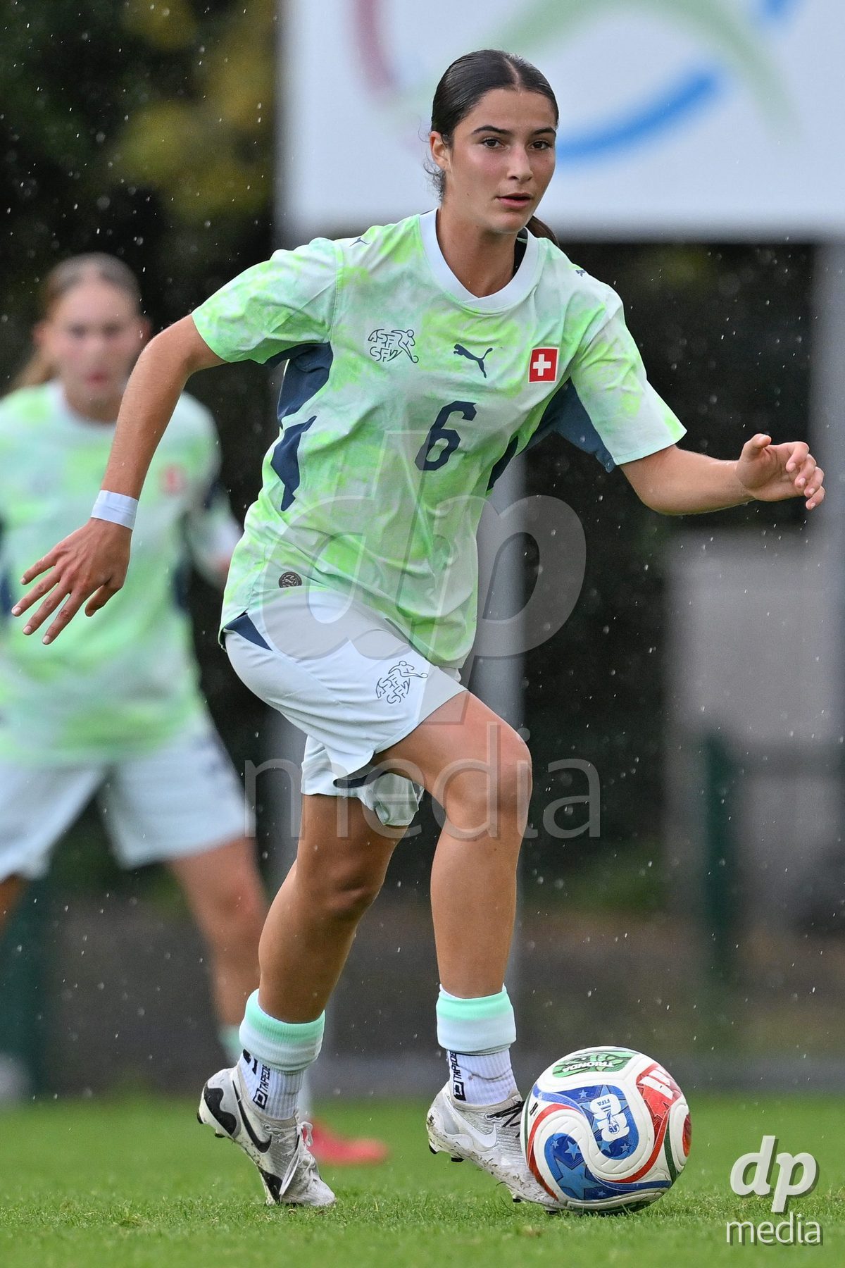 MOUSCRON, BELGIUM - OCTOBER 22: Annabelle Schurer (6) of Switzerland pictured during the International Women's Friendly match between Belgium U16 and Switzerland U16 at Le Cannonier on October 22, 2026 in Mouscron, Belgium.