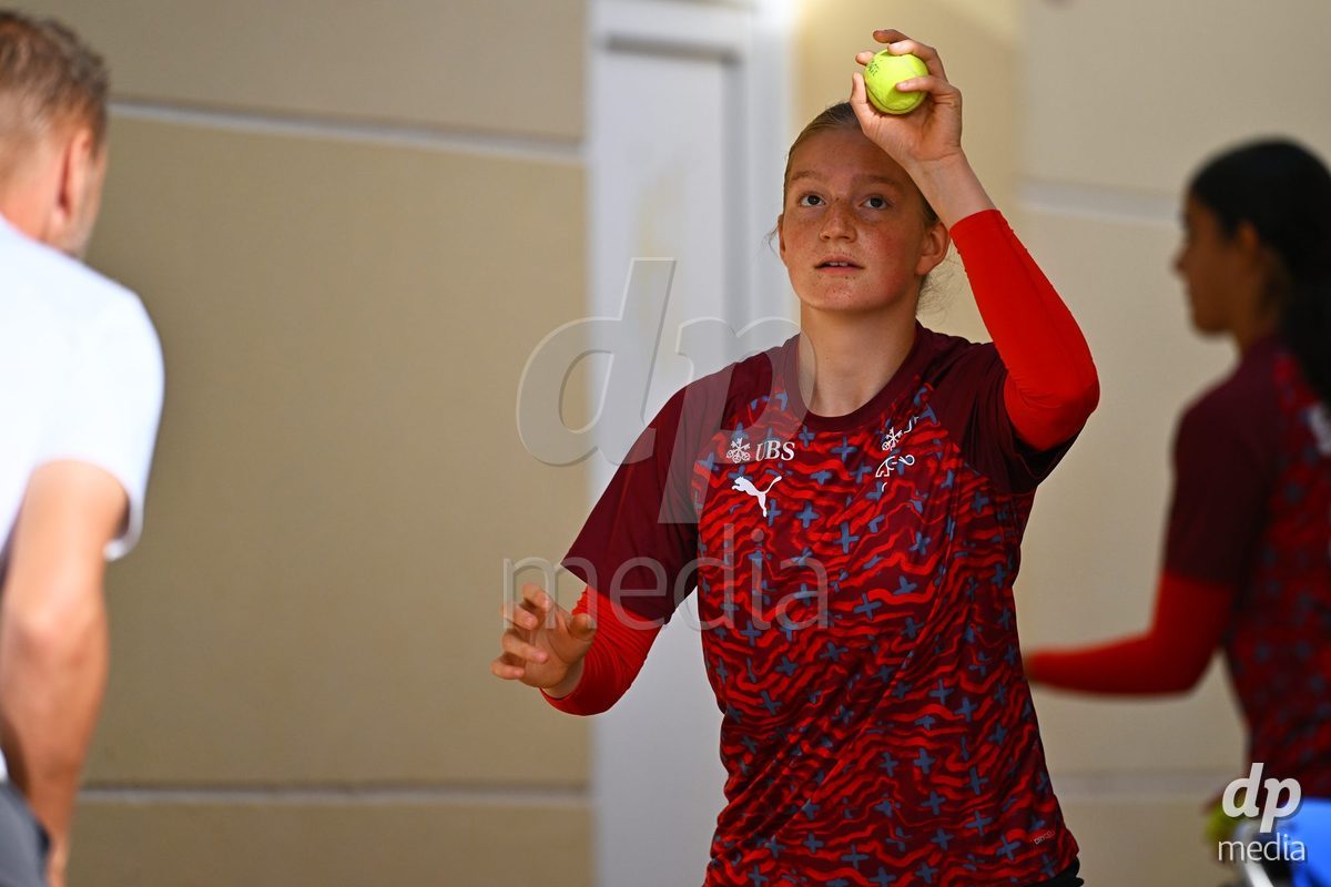 OLIVA NOVA, SPAIN - OCTOBER 24: Florentine Pohlenz Goalkeeper of Switzerland during the International Women's Friendly match between Switzerland U17 and Hungary U17 at Oliva Nova Sports Center on October 24, 2026 in Oliva Nova, Spain.