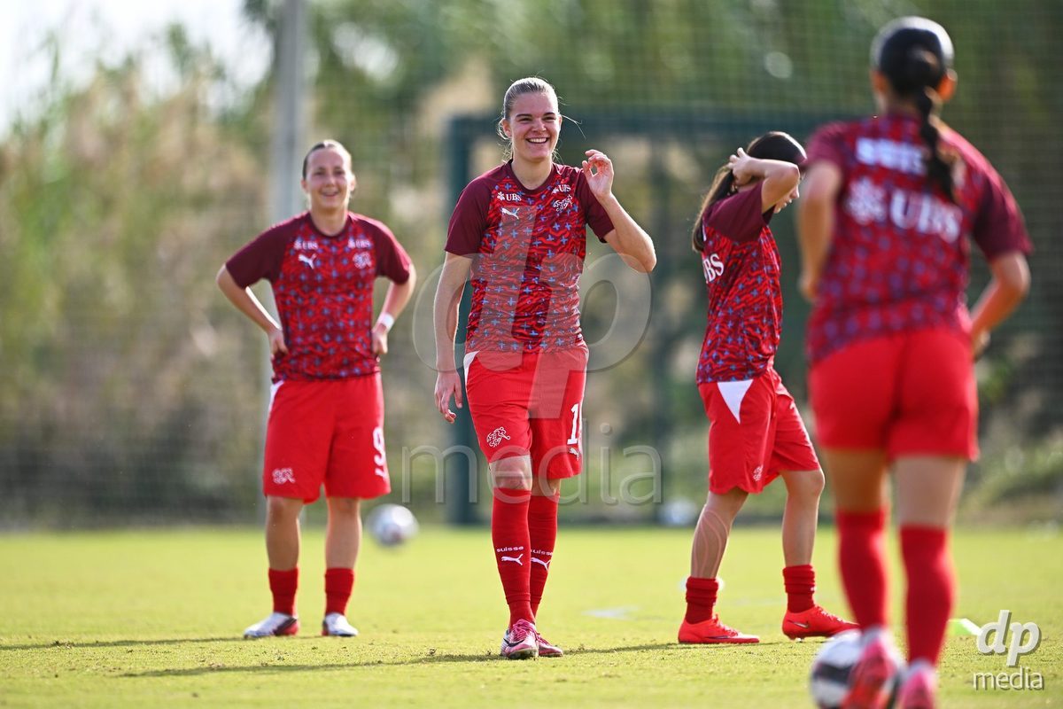 OLIVA NOVA, SPAIN - OCTOBER 24: Naira Schierz of Switzerland during the International Women's Friendly match between Switzerland U17 and Hungary U17 at Oliva Nova Sports Center on October 24, 2026 in Oliva Nova, Spain.