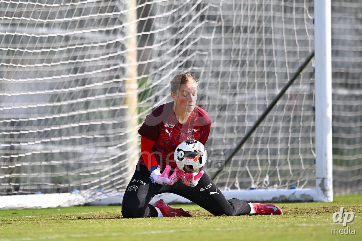OLIVA NOVA, SPAIN - OCTOBER 24: Florentine Pohlenz Goalkeeper of Switzerland during the International Women's Friendly match between Switzerland U17 and Hungary U17 at Oliva Nova Sports Center on October 24, 2026 in Oliva Nova, Spain.
