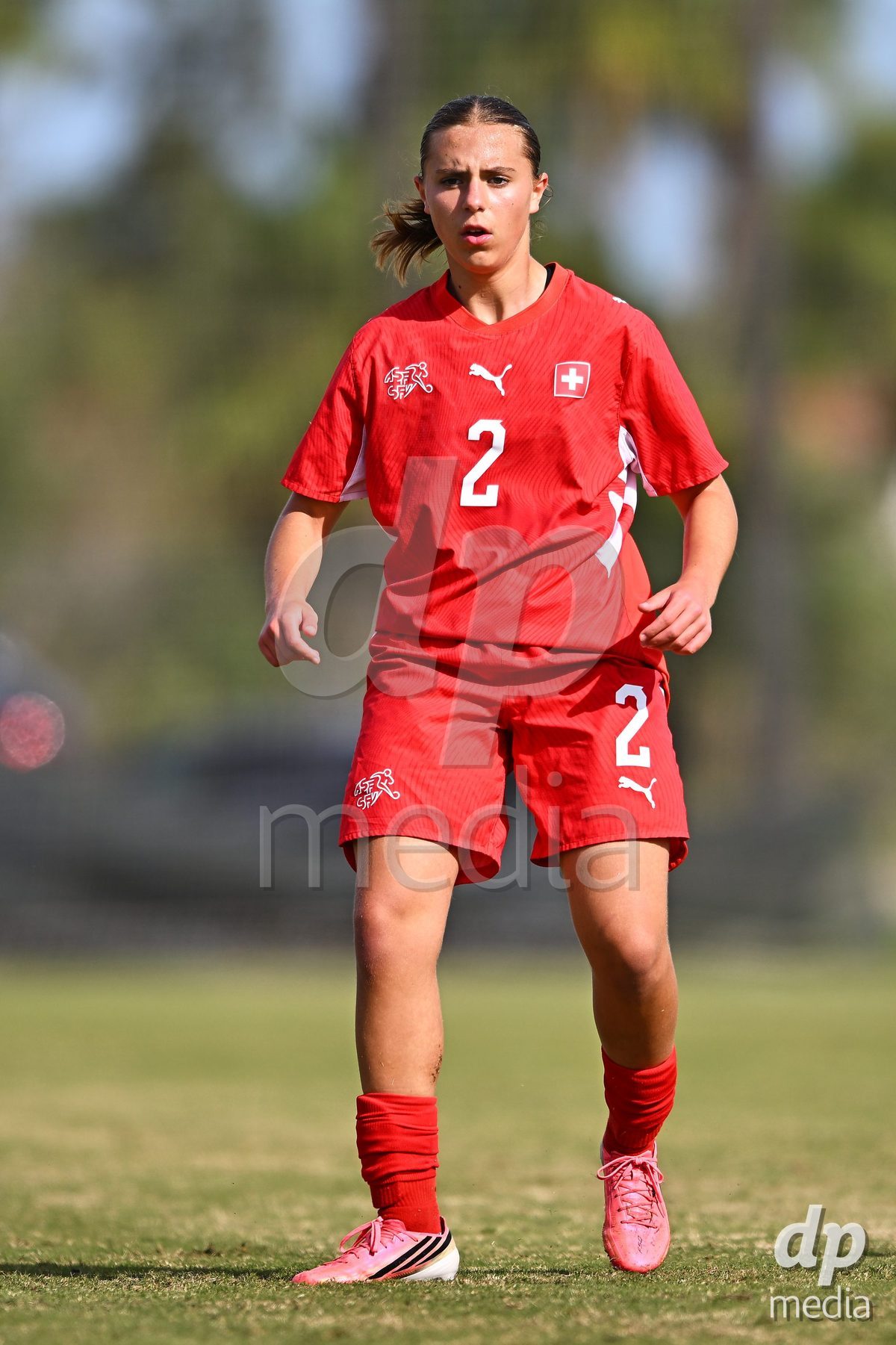 OLIVA NOVA, SPAIN - OCTOBER 24: Bigna Godenzi of Switzerland during the International Women's Friendly match between Switzerland U17 and Hungary U17 at Oliva Nova Sports Center on October 24, 2026 in Oliva Nova, Spain.