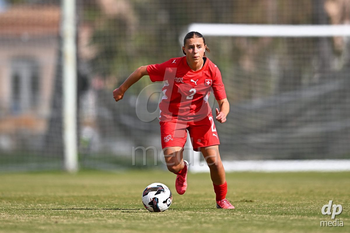 OLIVA NOVA, SPAIN - OCTOBER 24: Bigna Godenzi of Switzerland during the International Women's Friendly match between Switzerland U17 and Hungary U17 at Oliva Nova Sports Center on October 24, 2026 in Oliva Nova, Spain.