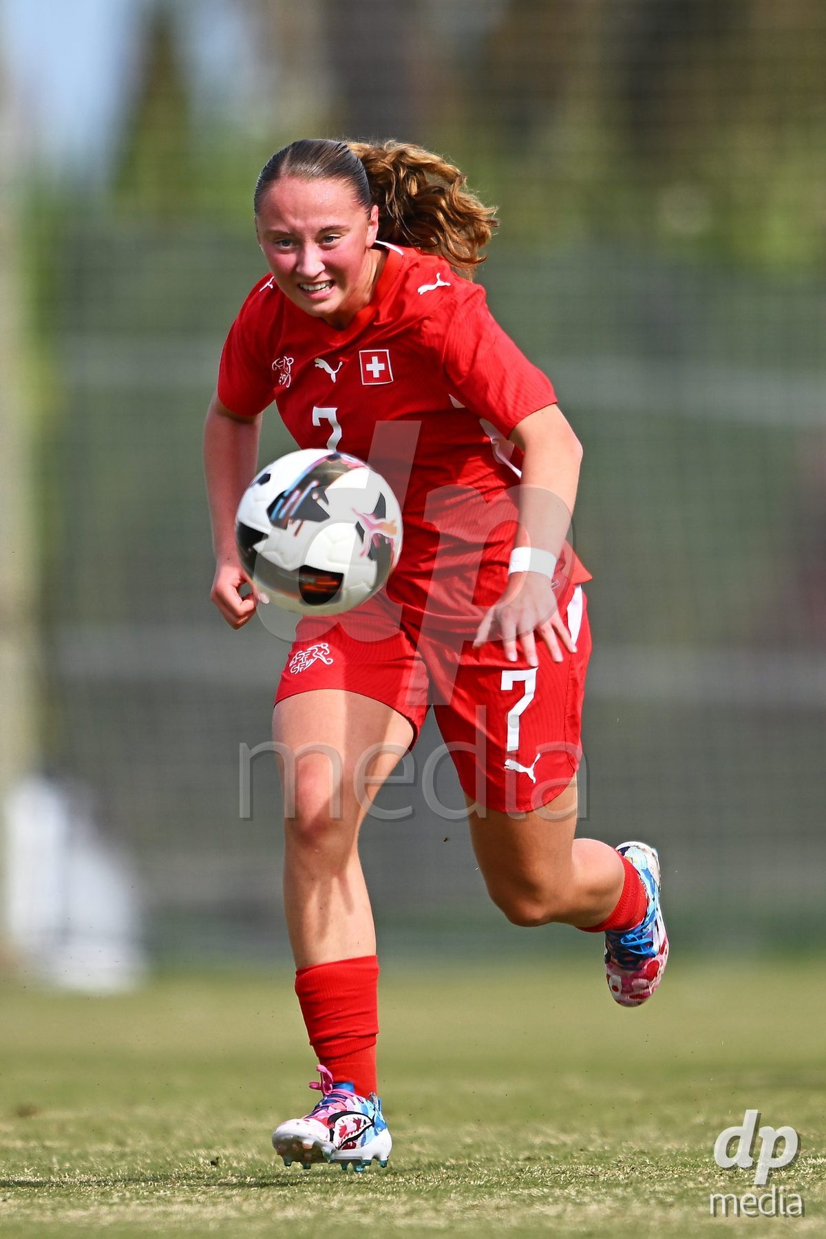 OLIVA NOVA, SPAIN - OCTOBER 24: Lena Marie Winter of Switzerland during the International Women's Friendly match between Switzerland U17 and Hungary U17 at Oliva Nova Sports Center on October 24, 2026 in Oliva Nova, Spain.
