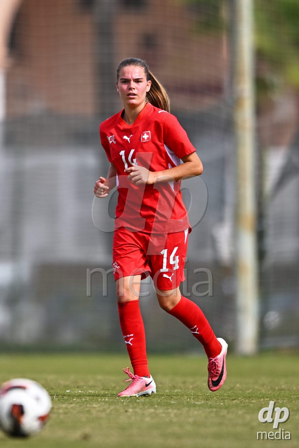 OLIVA NOVA, SPAIN - OCTOBER 24: Naira Schierz of Switzerland during the International Women's Friendly match between Switzerland U17 and Hungary U17 at Oliva Nova Sports Center on October 24, 2026 in Oliva Nova, Spain.