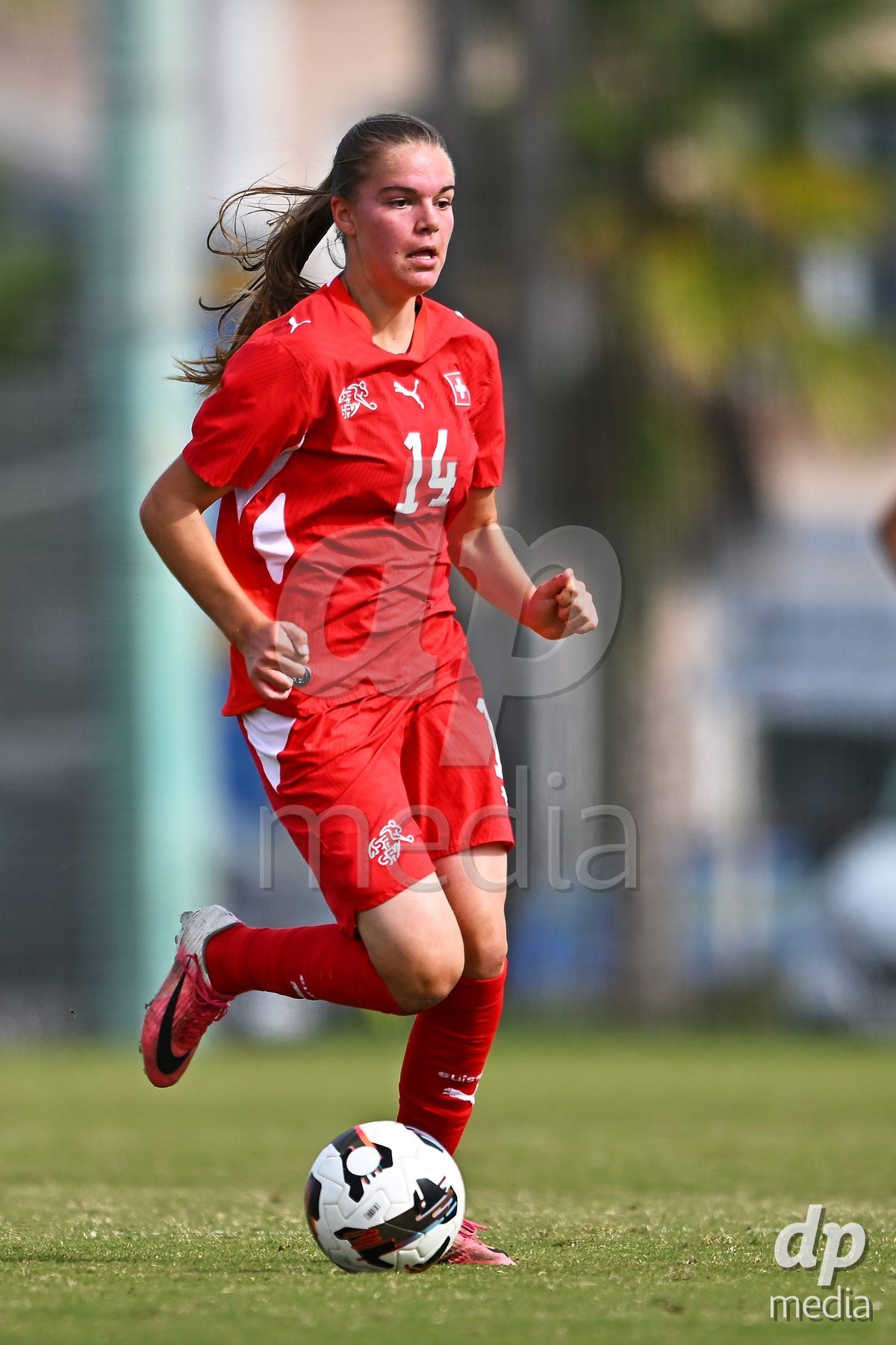 OLIVA NOVA, SPAIN - OCTOBER 24: Naira Schierz of Switzerland during the International Women's Friendly match between Switzerland U17 and Hungary U17 at Oliva Nova Sports Center on October 24, 2026 in Oliva Nova, Spain.