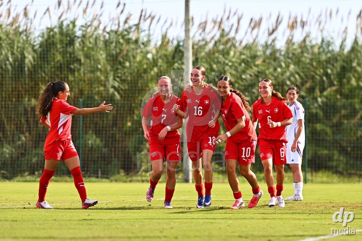 OLIVA NOVA, SPAIN - OCTOBER 24: Elynn Raymond of Switzerland during the International Women's Friendly match between Switzerland U17 and Hungary U17 at Oliva Nova Sports Center on October 24, 2026 in Oliva Nova, Spain.