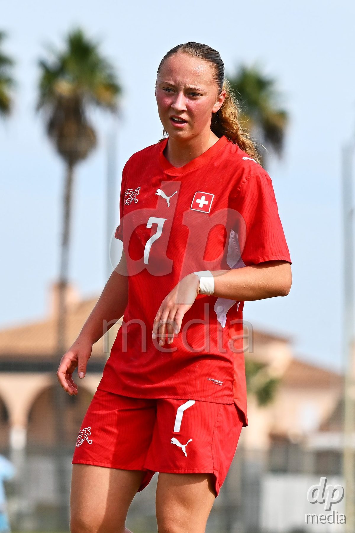 OLIVA NOVA, SPAIN - OCTOBER 24: Lena Marie Winter of Switzerland during the International Women's Friendly match between Switzerland U17 and Hungary U17 at Oliva Nova Sports Center on October 24, 2026 in Oliva Nova, Spain.