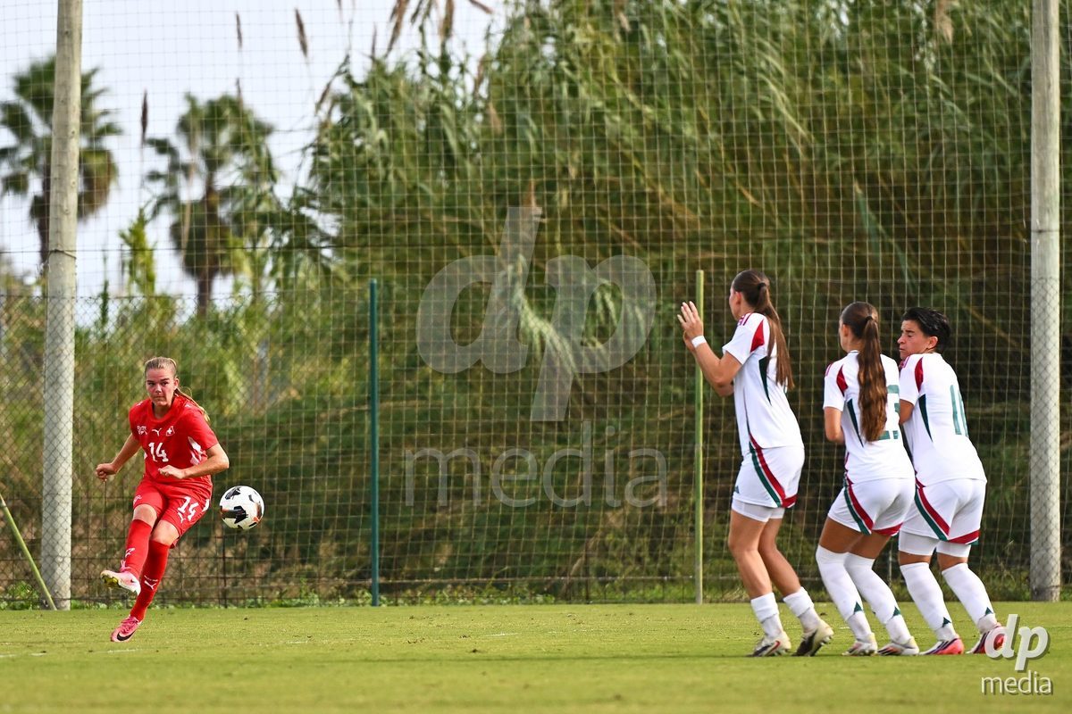 OLIVA NOVA, SPAIN - OCTOBER 24: Naira Schierz of Switzerland during the International Women's Friendly match between Switzerland U17 and Hungary U17 at Oliva Nova Sports Center on October 24, 2026 in Oliva Nova, Spain.