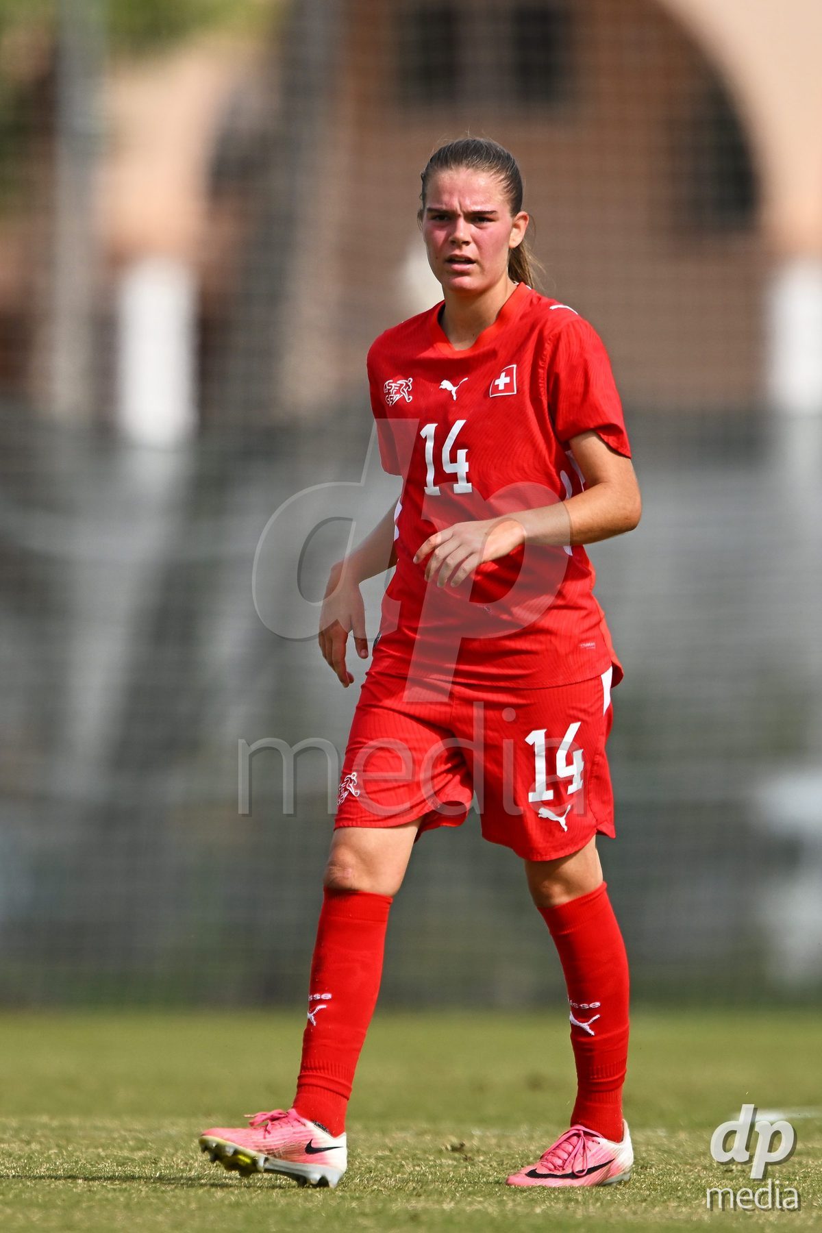 OLIVA NOVA, SPAIN - OCTOBER 24: Naira Schierz of Switzerland during the International Women's Friendly match between Switzerland U17 and Hungary U17 at Oliva Nova Sports Center on October 24, 2026 in Oliva Nova, Spain.