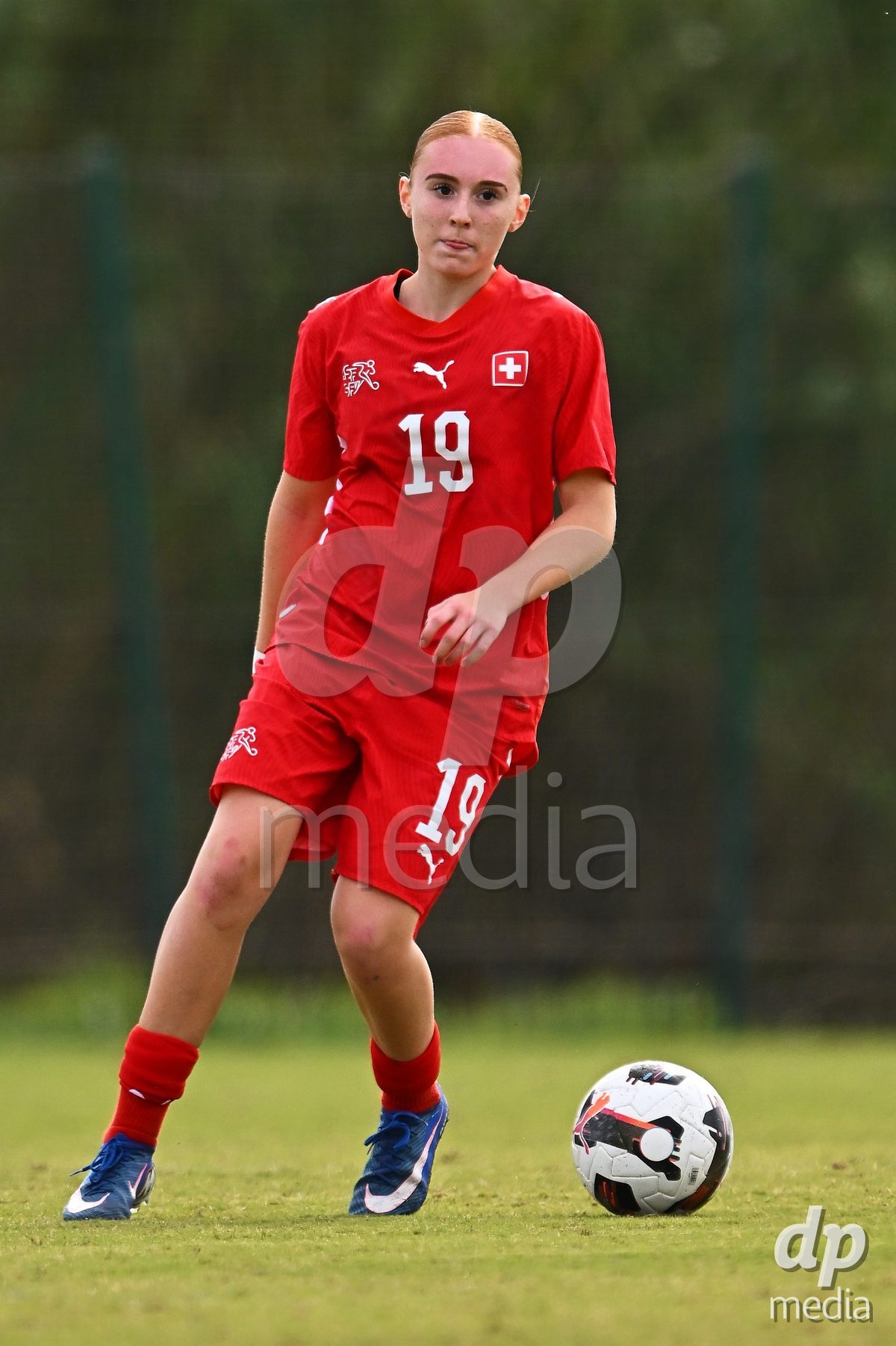 OLIVA NOVA, SPAIN - OCTOBER 24: Mia Killer of Switzerland during the International Women's Friendly match between Switzerland U17 and Hungary U17 at Oliva Nova Sports Center on October 24, 2026 in Oliva Nova, Spain.