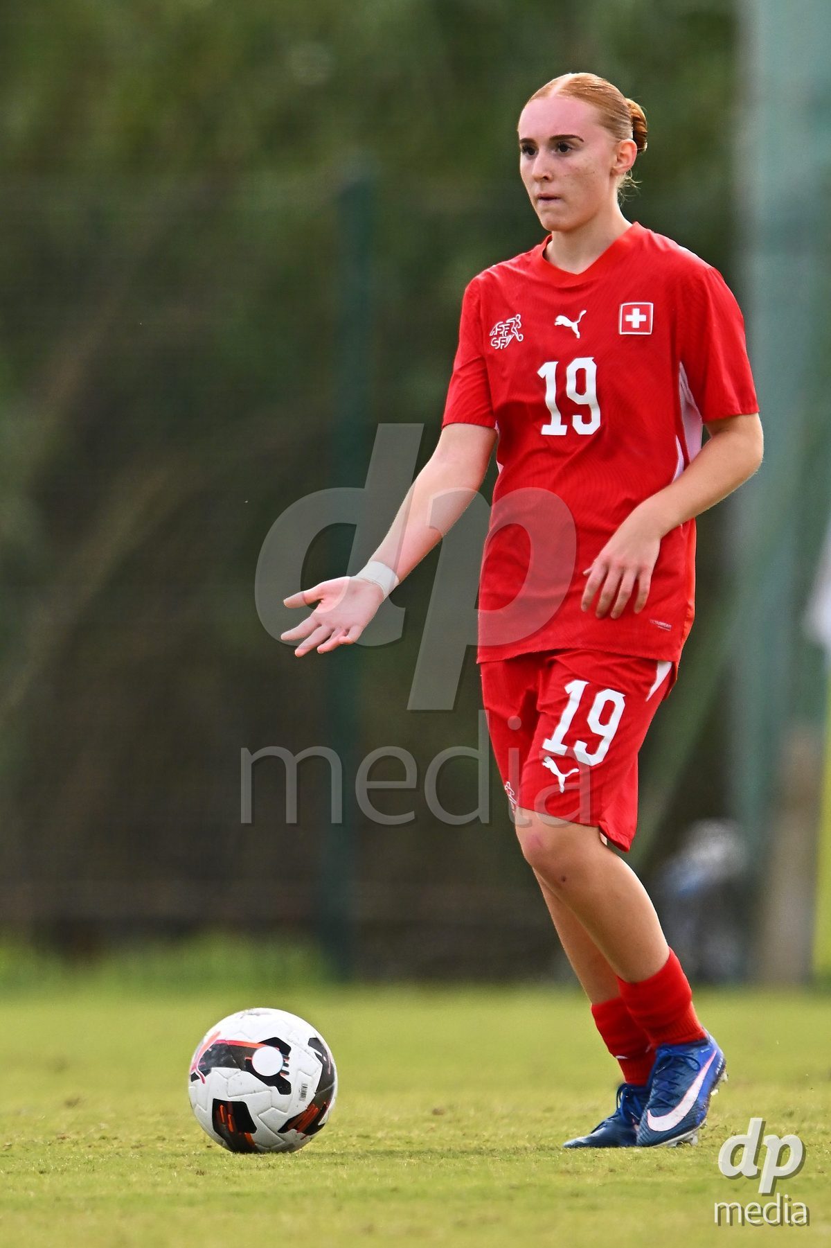 OLIVA NOVA, SPAIN - OCTOBER 24: Mia Killer of Switzerland during the International Women's Friendly match between Switzerland U17 and Hungary U17 at Oliva Nova Sports Center on October 24, 2026 in Oliva Nova, Spain.