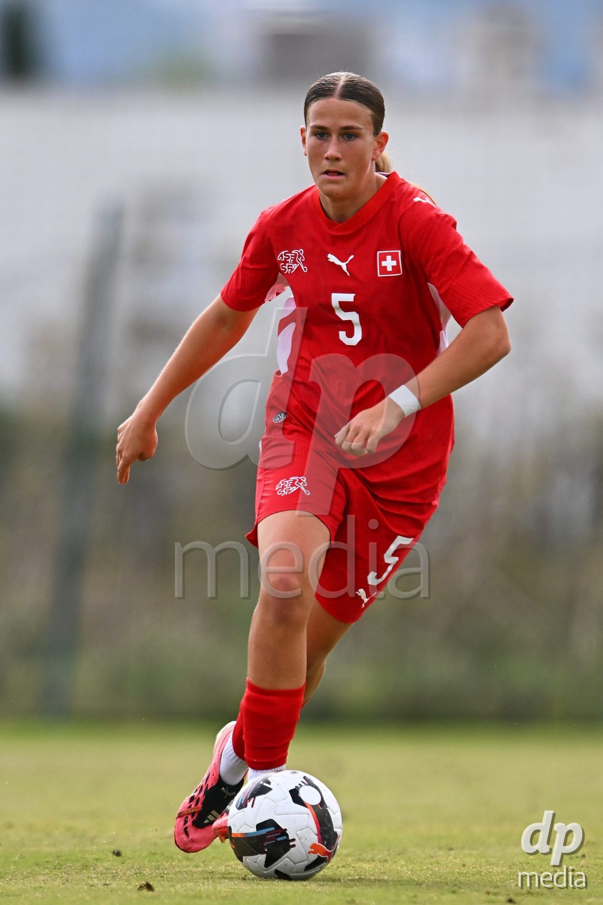 OLIVA NOVA, SPAIN - OCTOBER 24: Emeline van Dam of Switzerland during the International Women's Friendly match between Switzerland U17 and Hungary U17 at Oliva Nova Sports Center on October 24, 2026 in Oliva Nova, Spain.