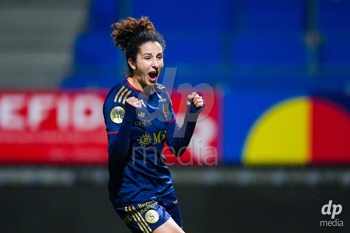 WIL, SWITZERLAND - OCTOBER 24: Ghoutia Karchouni of Servette FC Chenois Feminin celebrates after scoring her teams second goal  during the AXA Women's Cup match between FC Wil 1900 and Servette FC Chenois Feminin at Lidl Sportpark on October 24, 2026 in Wil, Switzerland.