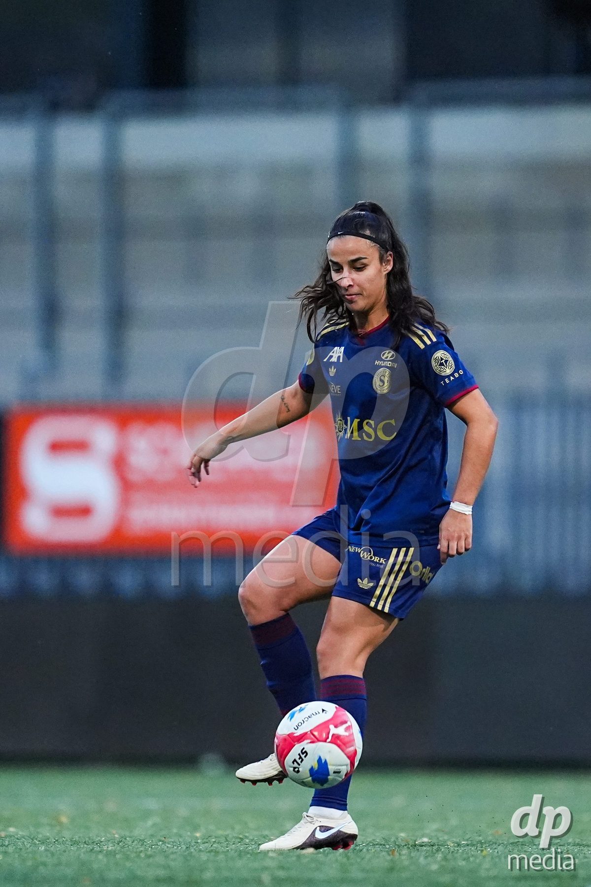 WIL, SWITZERLAND - OCTOBER 24: Paola Hernandez of Servette FC Chenois Feminin controls the ball during the AXA Women's Cup match between FC Wil 1900 and Servette FC Chenois Feminin at Lidl Sportpark on October 24, 2026 in Wil, Switzerland.
