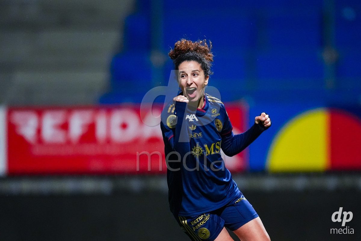 WIL, SWITZERLAND - OCTOBER 24: Ghoutia Karchouni of Servette FC Chenois Feminin celebrates after scoring her teams second goal  during the AXA Women's Cup match between FC Wil 1900 and Servette FC Chenois Feminin at Lidl Sportpark on October 24, 2026 in Wil, Switzerland.