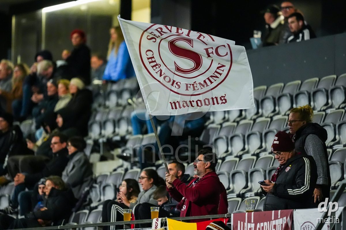 WIL, SWITZERLAND - OCTOBER 24: Fans of Servette during the AXA Women's Cup match between FC Wil 1900 and Servette FC Chenois Feminin at Lidl Sportpark on October 24, 2026 in Wil, Switzerland.