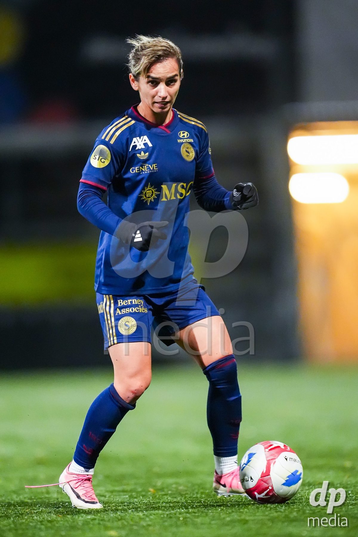 WIL, SWITZERLAND - OCTOBER 24: Natasha Andonova of Servette FC Chenois Feminin controls the ball during the AXA Women's Cup match between FC Wil 1900 and Servette FC Chenois Feminin at Lidl Sportpark on October 24, 2026 in Wil, Switzerland.