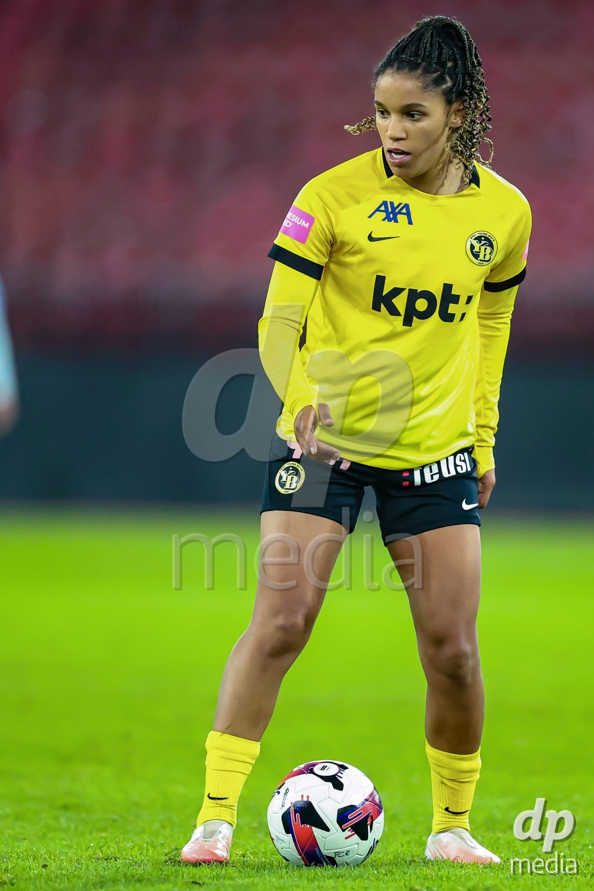 ZURICH, SWITZERLAND - OCTOBER 24: Josephine Bonsu from the BSC YB Frauen during the AXA Women's Cup match between FC Zurich and BSC YB Frauen at Letzigrund on October 24, 2026 in Zurich, Switzerland.