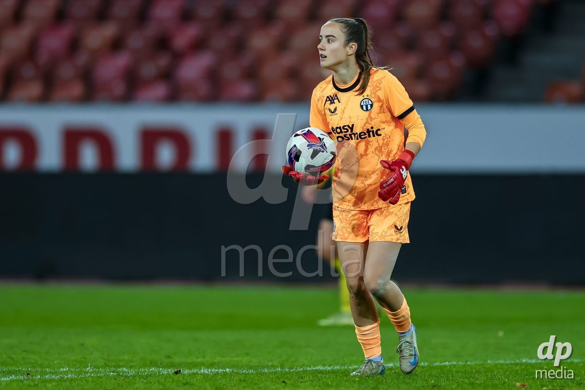 ZURICH, SWITZERLAND - OCTOBER 24: Riana Gmür from the FC Zürich Frauen during the AXA Women's Cup match between FC Zurich and BSC YB Frauen at Letzigrund on October 24, 2026 in Zurich, Switzerland.