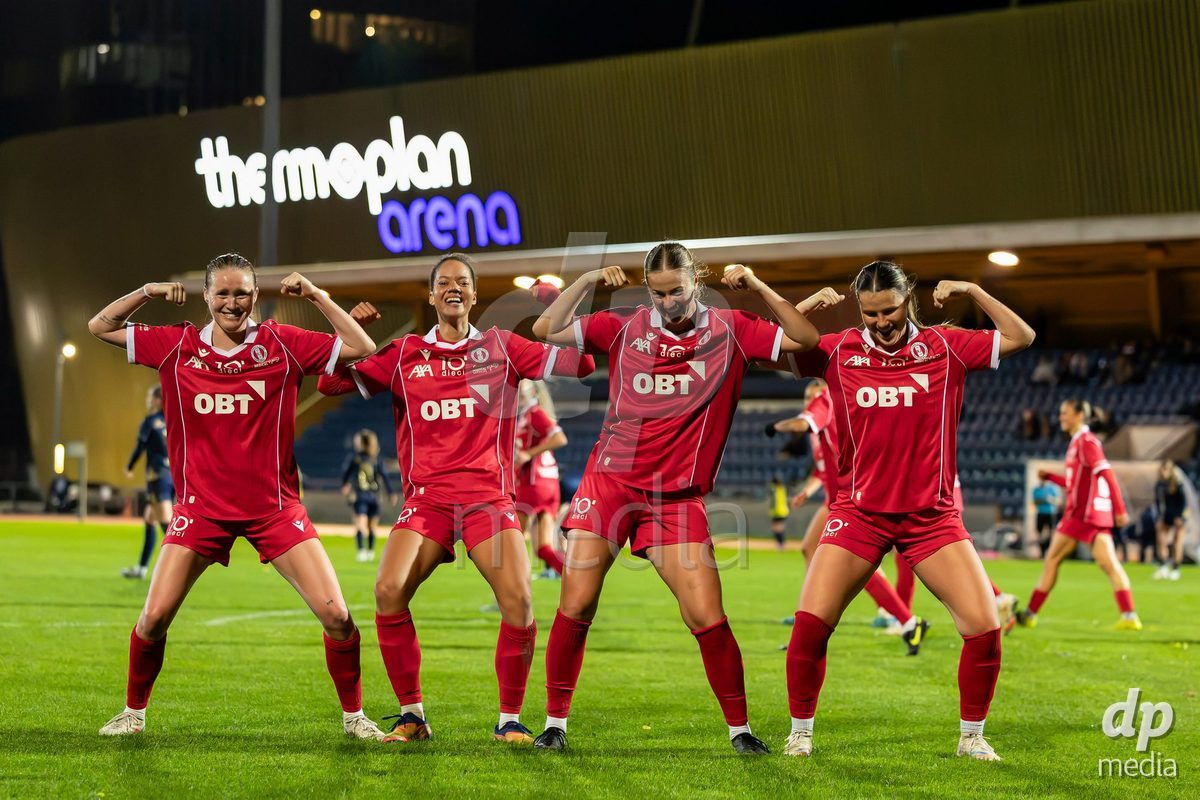 LUZERN, SWITZERLAND - OCTOBER 24: FC Rapperswil-Jona players during celebration second goal during the AXA Women's Cup match between FC Luzern and FC Rapperswil-Jona at Hubelmatt on October 24, 2026 in Luzern, Switzerland.