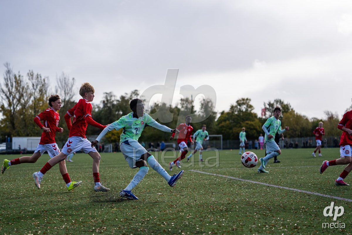 NYBORG, DENMARK - OCTOBER 25: X during the International Friendly TYT match between Denmark U16 and Switzerland U16 at Nyborg Stadium on October 25, 2026 in Nyborg, Denmark.