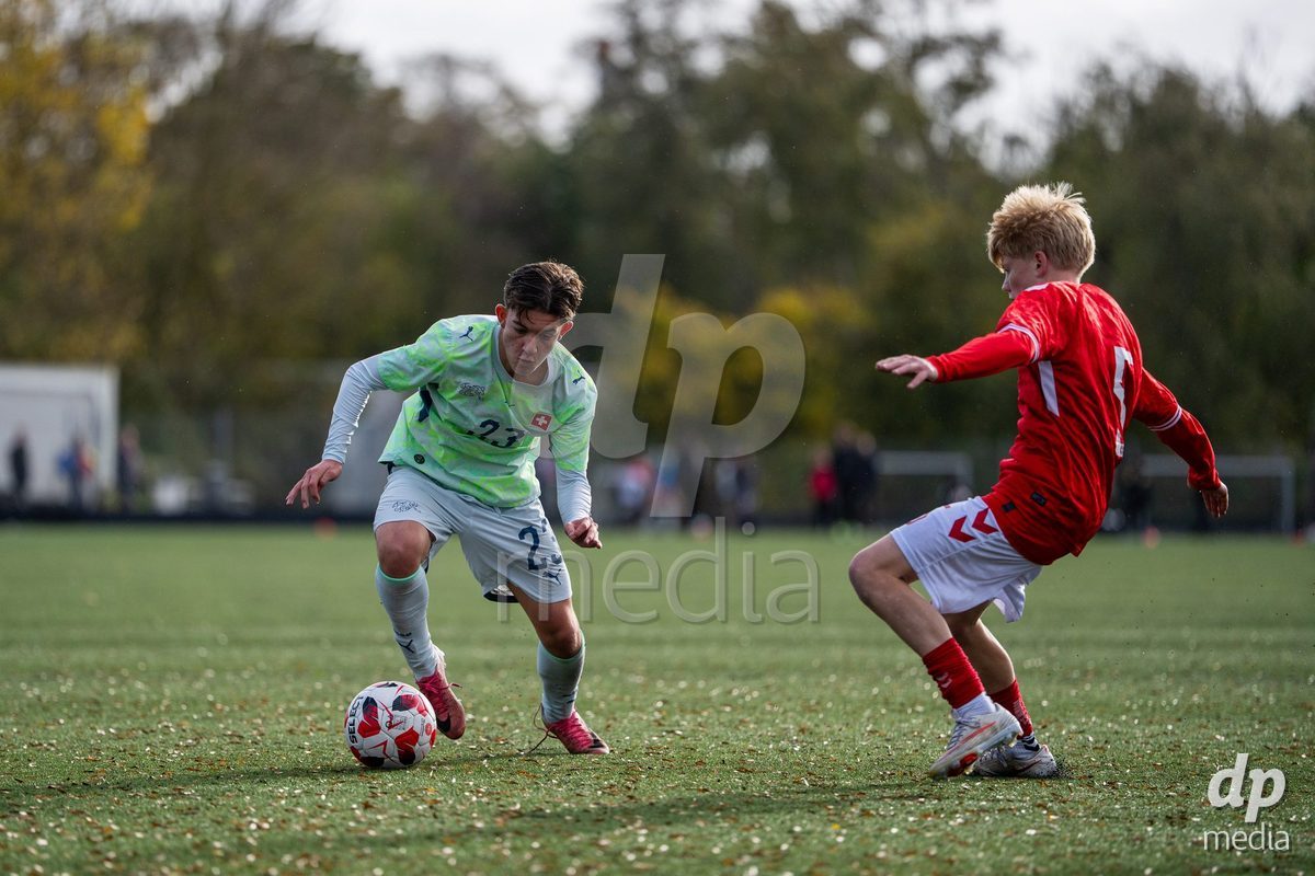 NYBORG, DENMARK - OCTOBER 25: X during the International Friendly TYT match between Denmark U16 and Switzerland U16 at Nyborg Stadium on October 25, 2026 in Nyborg, Denmark.