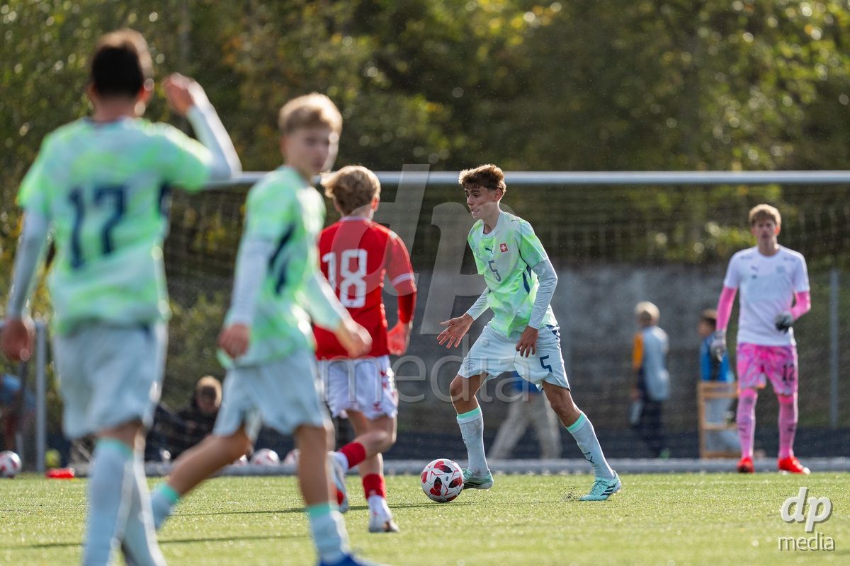 NYBORG, DENMARK - OCTOBER 25: X during the International Friendly TYT match between Denmark U16 and Switzerland U16 at Nyborg Stadium on October 25, 2026 in Nyborg, Denmark.