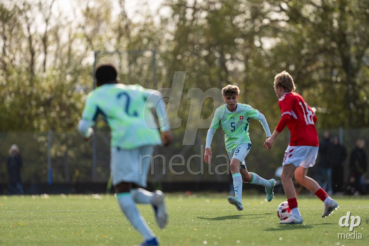 NYBORG, DENMARK - OCTOBER 25: X during the International Friendly TYT match between Denmark U16 and Switzerland U16 at Nyborg Stadium on October 25, 2026 in Nyborg, Denmark.