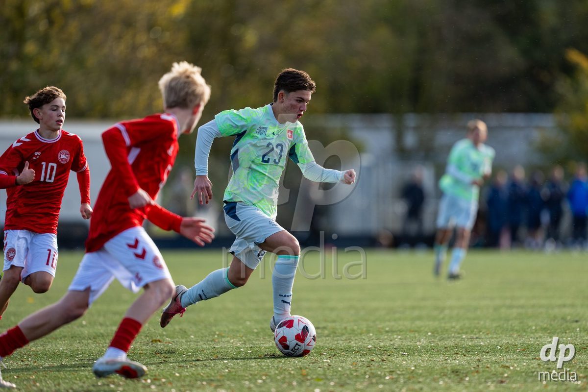 NYBORG, DENMARK - OCTOBER 25: X during the International Friendly TYT match between Denmark U16 and Switzerland U16 at Nyborg Stadium on October 25, 2026 in Nyborg, Denmark.
