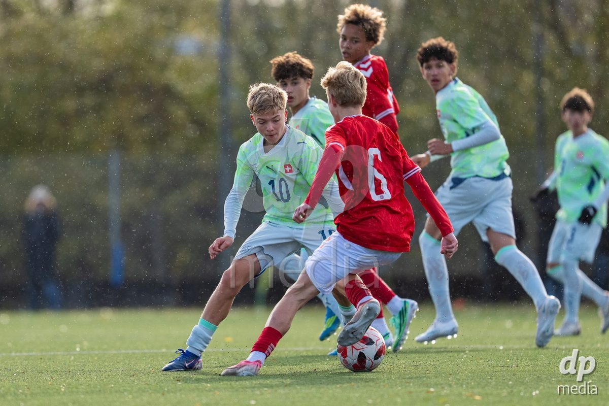NYBORG, DENMARK - OCTOBER 25: X during the International Friendly TYT match between Denmark U16 and Switzerland U16 at Nyborg Stadium on October 25, 2026 in Nyborg, Denmark.