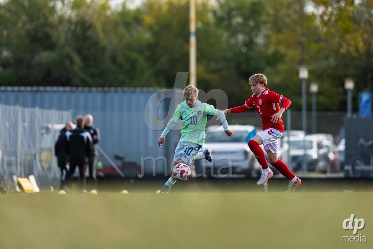 NYBORG, DENMARK - OCTOBER 25: X during the International Friendly TYT match between Denmark U16 and Switzerland U16 at Nyborg Stadium on October 25, 2026 in Nyborg, Denmark.