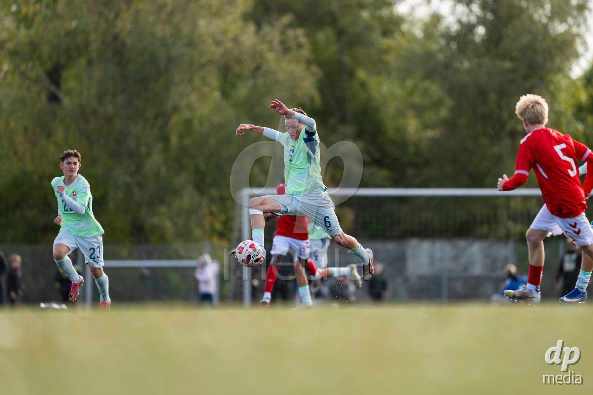 NYBORG, DENMARK - OCTOBER 25: X during the International Friendly TYT match between Denmark U16 and Switzerland U16 at Nyborg Stadium on October 25, 2026 in Nyborg, Denmark.