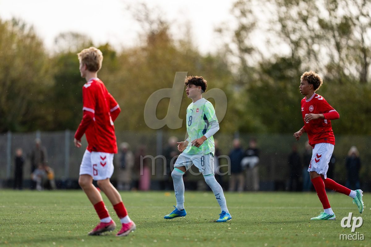 NYBORG, DENMARK - OCTOBER 25: X during the International Friendly TYT match between Denmark U16 and Switzerland U16 at Nyborg Stadium on October 25, 2026 in Nyborg, Denmark.