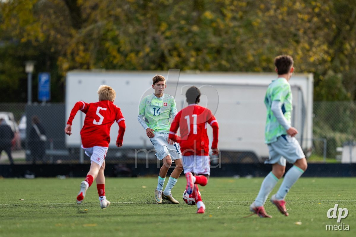 NYBORG, DENMARK - OCTOBER 25: X during the International Friendly TYT match between Denmark U16 and Switzerland U16 at Nyborg Stadium on October 25, 2026 in Nyborg, Denmark.