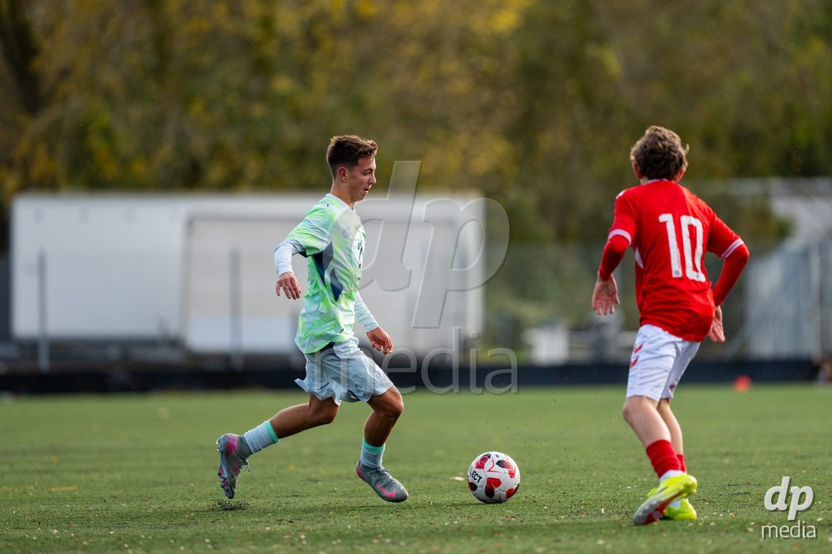 NYBORG, DENMARK - OCTOBER 25: X during the International Friendly TYT match between Denmark U16 and Switzerland U16 at Nyborg Stadium on October 25, 2026 in Nyborg, Denmark.