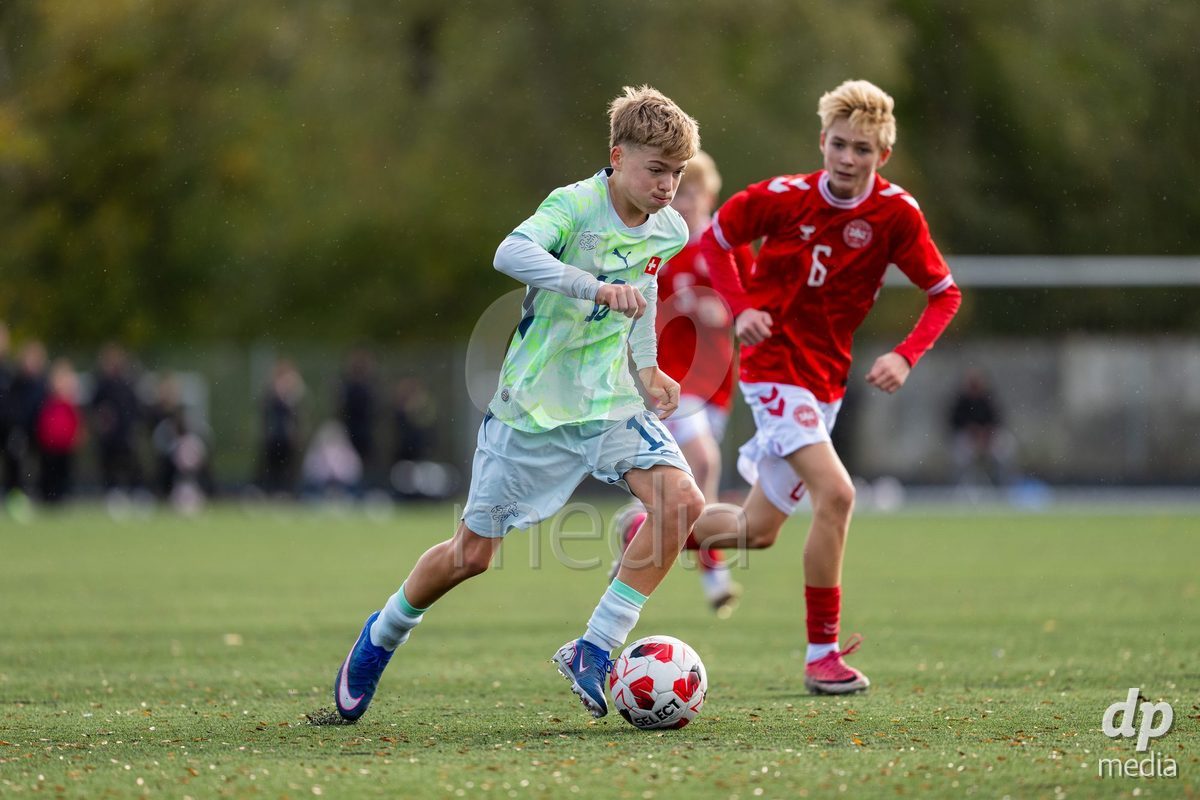 NYBORG, DENMARK - OCTOBER 25: X during the International Friendly TYT match between Denmark U16 and Switzerland U16 at Nyborg Stadium on October 25, 2026 in Nyborg, Denmark.