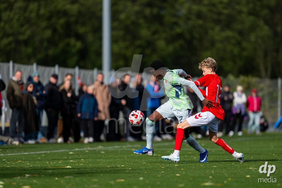 NYBORG, DENMARK - OCTOBER 25: X during the International Friendly TYT match between Denmark U16 and Switzerland U16 at Nyborg Stadium on October 25, 2026 in Nyborg, Denmark.