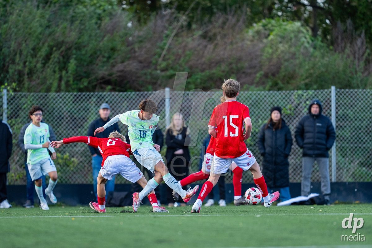 NYBORG, DENMARK - OCTOBER 25: X during the International Friendly TYT match between Denmark U16 and Switzerland U16 at Nyborg Stadium on October 25, 2026 in Nyborg, Denmark.